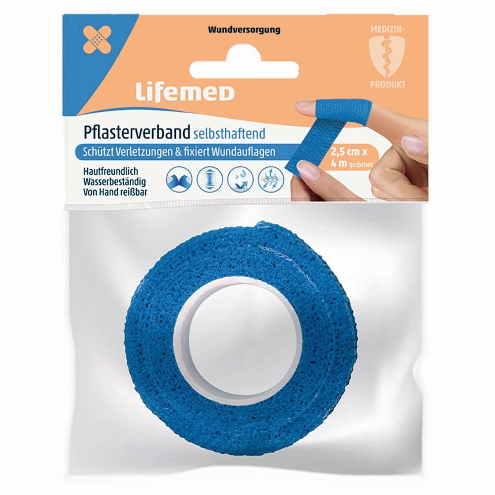 Lifemed Pflasterverband selbsthaftend 2,5 cm x 4 m 1 Packung Pflaster