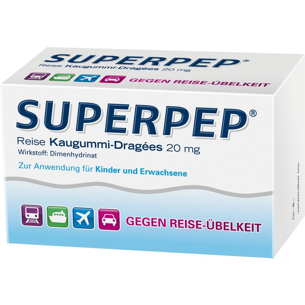 SUPERPEP Reise Kaugummi-Dragees 20 mg 20 St Kaugummi