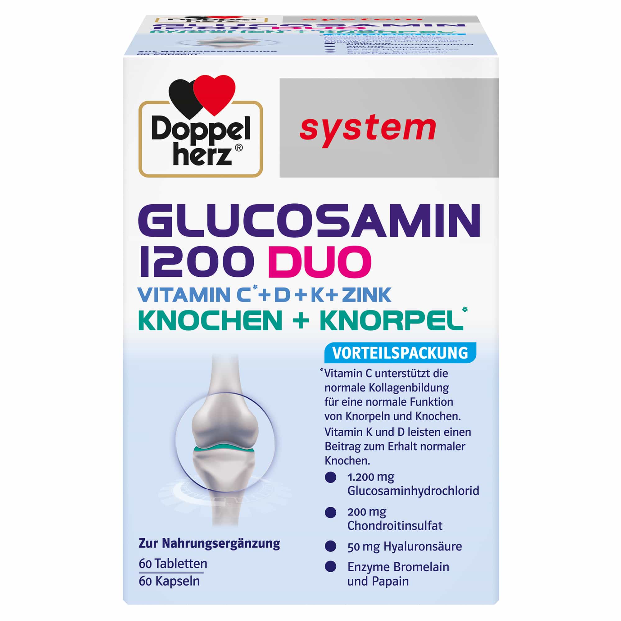 Doppelherz system GLUCOSAMIN 1200 DUO 120 St Kombipackung 156,9 g