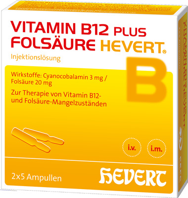 VITAMIN B12 PLUS FOLSÄURE HEVERT 2X5 St Ampullen