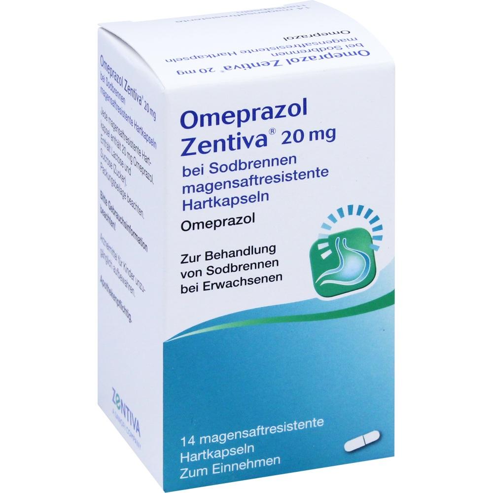 Omeprazol Zentiva 20mg bei Sodbrennen 14 St Hartkapseln mit magensaftresistent überzogenen Pellets