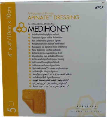MEDIHONEY Apinate Alginatverband 10x10 cm 5 St Verband