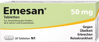 Emesan - Gegen Übelkeit und Erbrechen, Reisekrankheit 20 St Tabletten