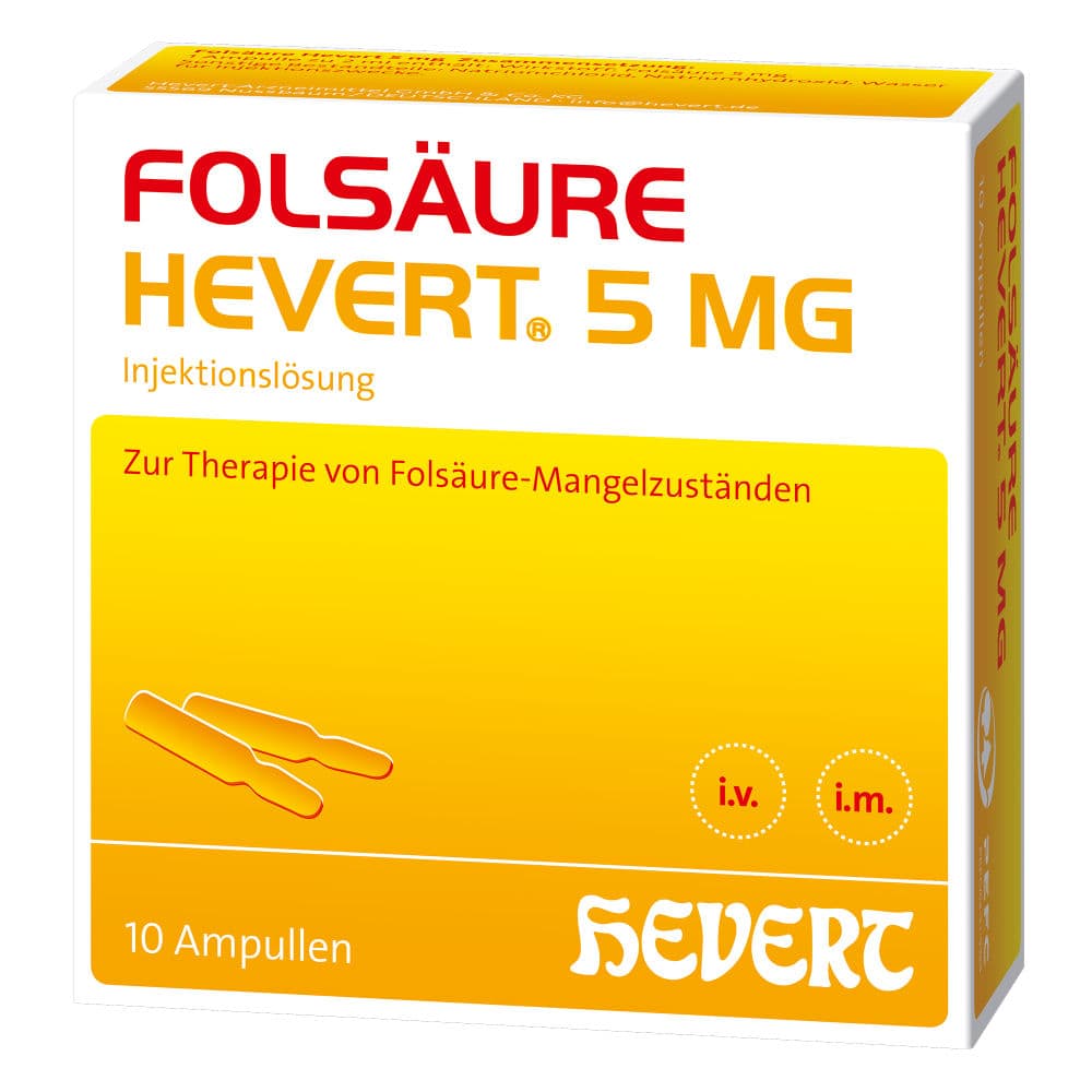FOLSÄURE HEVERT 5 mg  10 St Ampullen