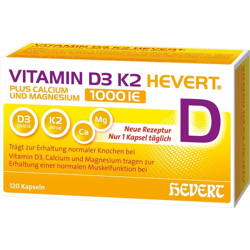 Vitamin D3 K2 HEVERT 1000 I.E. 120 St Kapseln