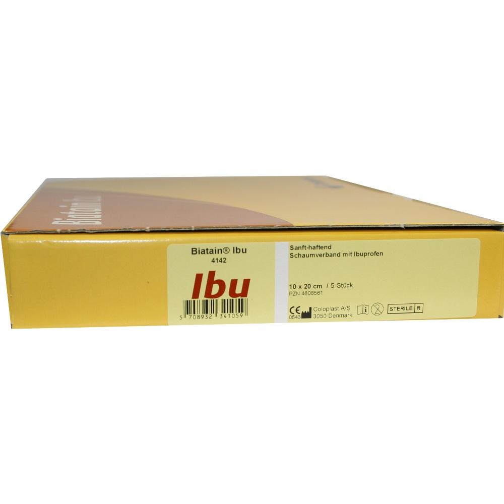 BIATAIN Ibu Schaumverband 10x20 cm sanft haftend 5 St Verband