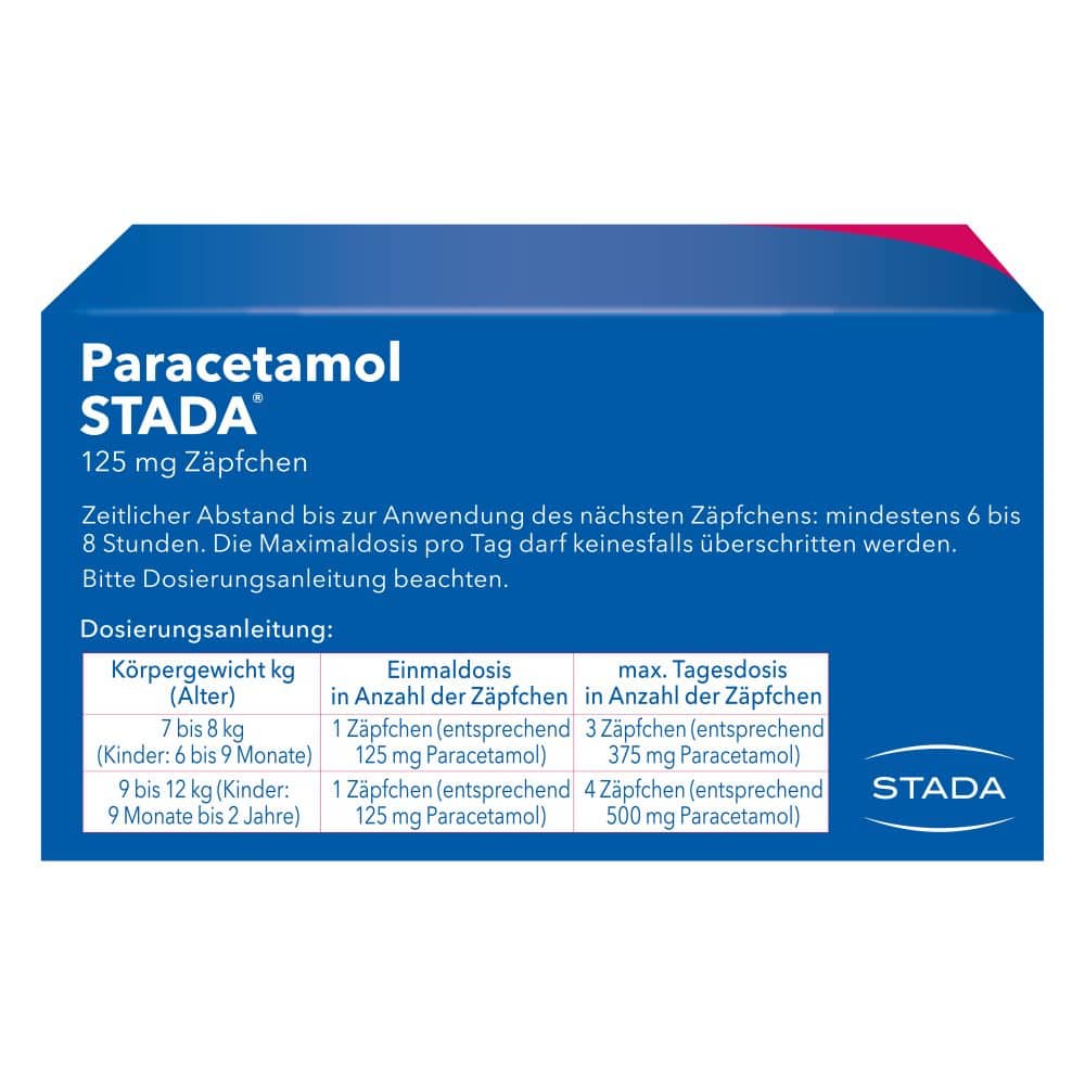Paracetamol STADA 125mg 10 St Suppositorien