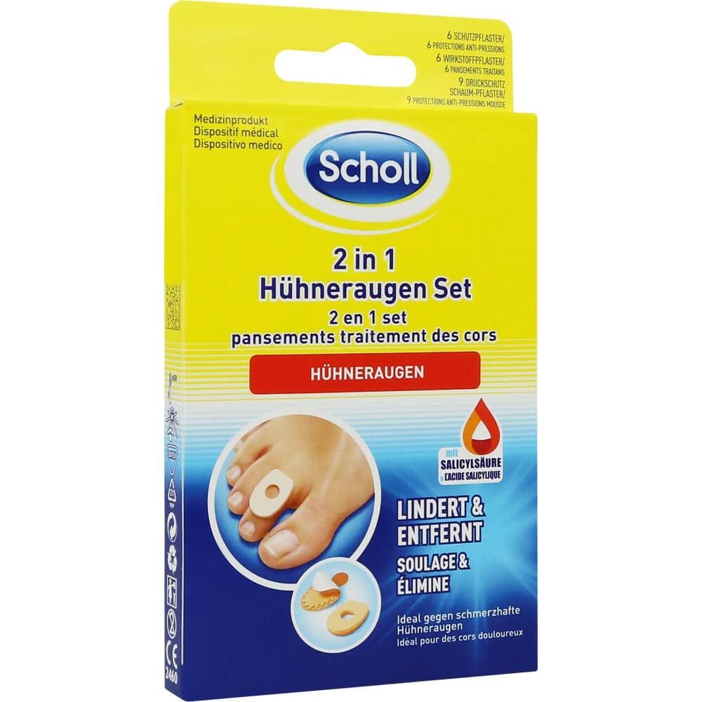 Scholl 2 in 1 Hühneraugen Set 1 Packung Pflaster