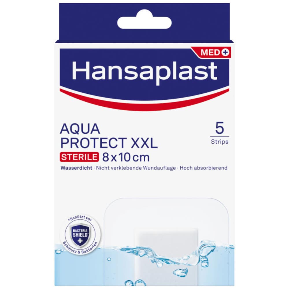 Hansaplast AQUA PROTECT XXL STERILE 8 x 10 cm 5 St Pflaster