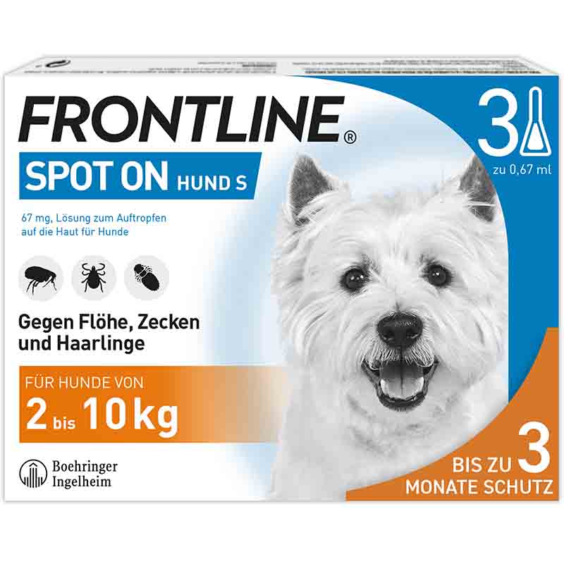 FRONTLINE SPOT-ON gegen Zecken, Flöhe und Haarlinge für Hunde S (2-10 kg) 3 St Lösung
