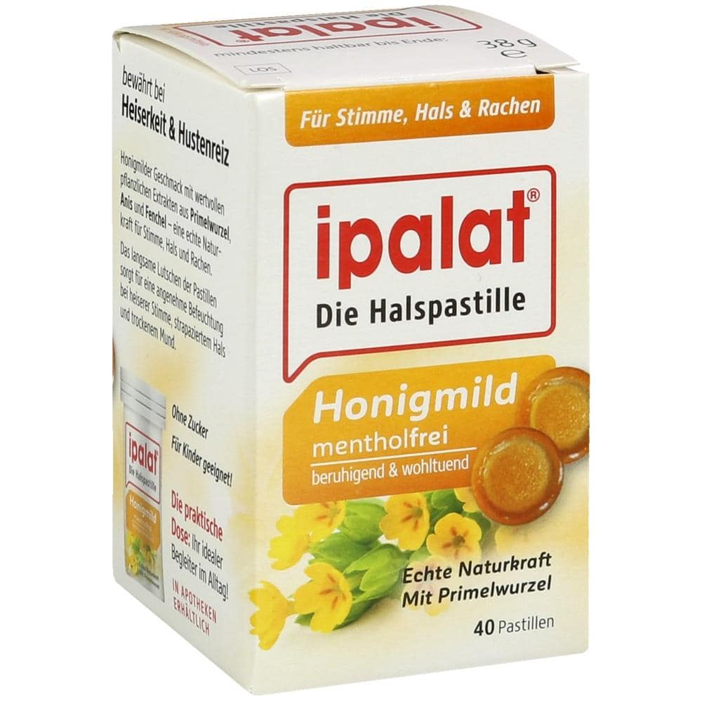 Ipalat Halspastillen Honigmild mentholfrei ohne Zucker 40 St Pastillen