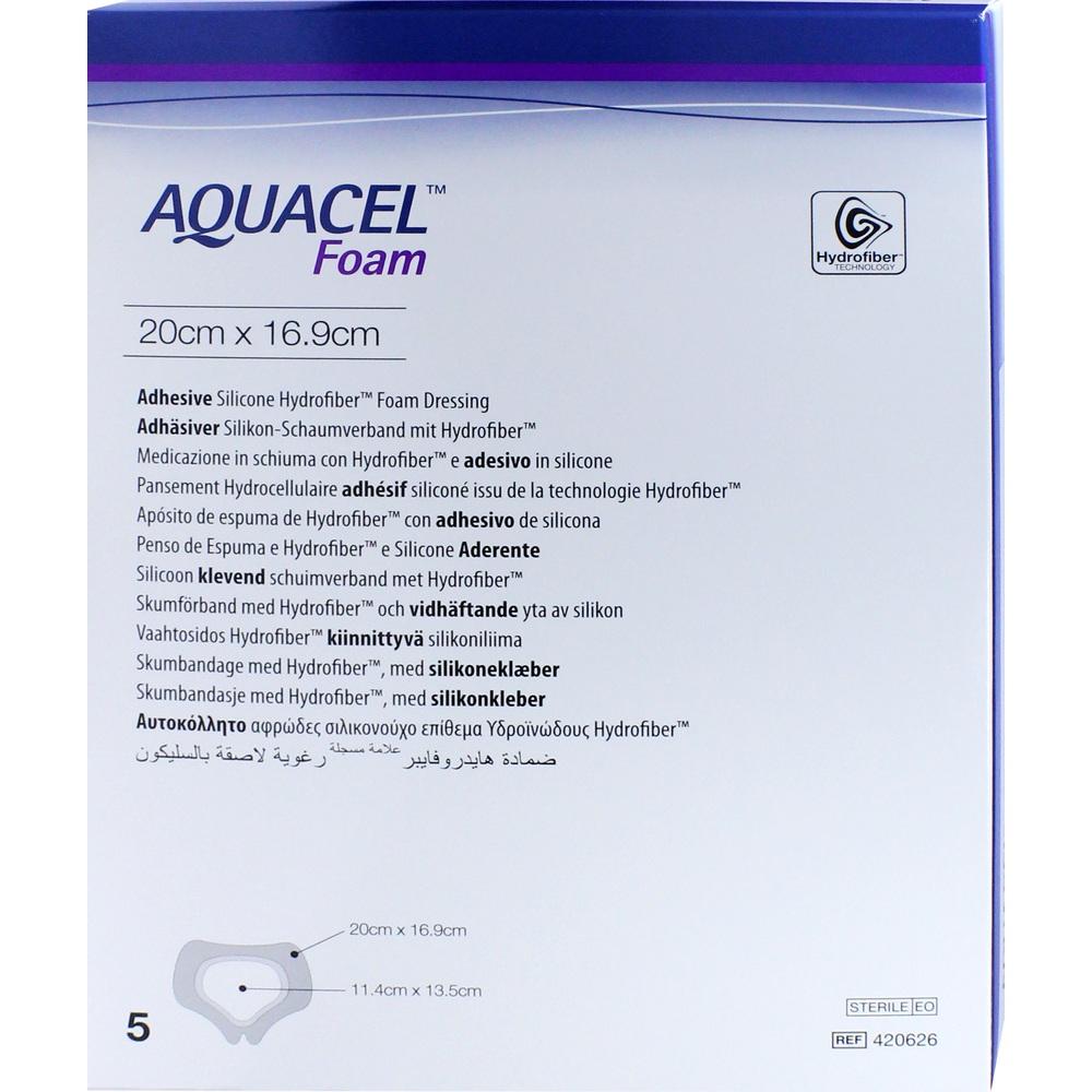 AQUACEL Foam adhäsiv Sakral 16,9x20 cm Verband 5 St Verband