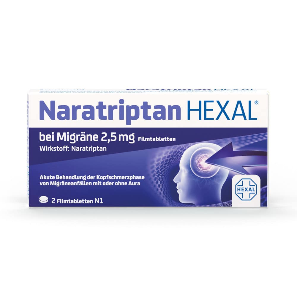 Naratriptan HEXAL bei Migräne 2,5mg 2 St Filmtabletten