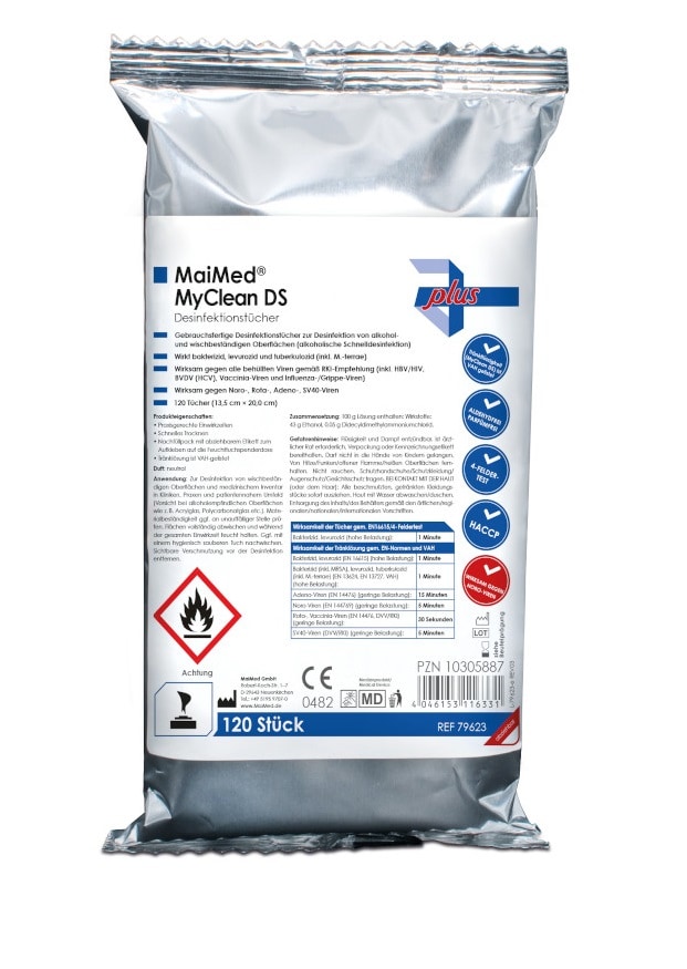 MYCLEAN DS Desinfektionstücher Nachfüllbeutel Neutral  120 St Tücher