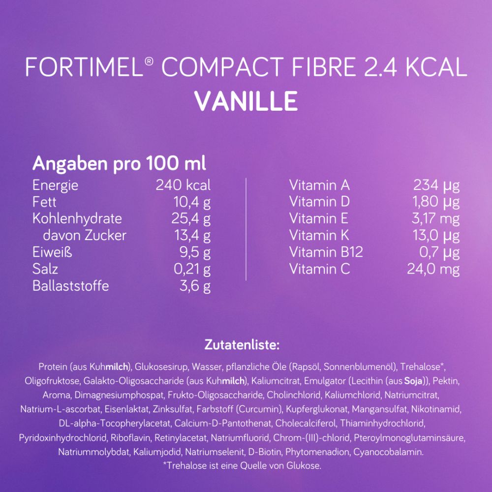 Fortimel Compact Fibre 2.4 Trinknahrung Vanille 8X4X125 ml Flüssigkeit