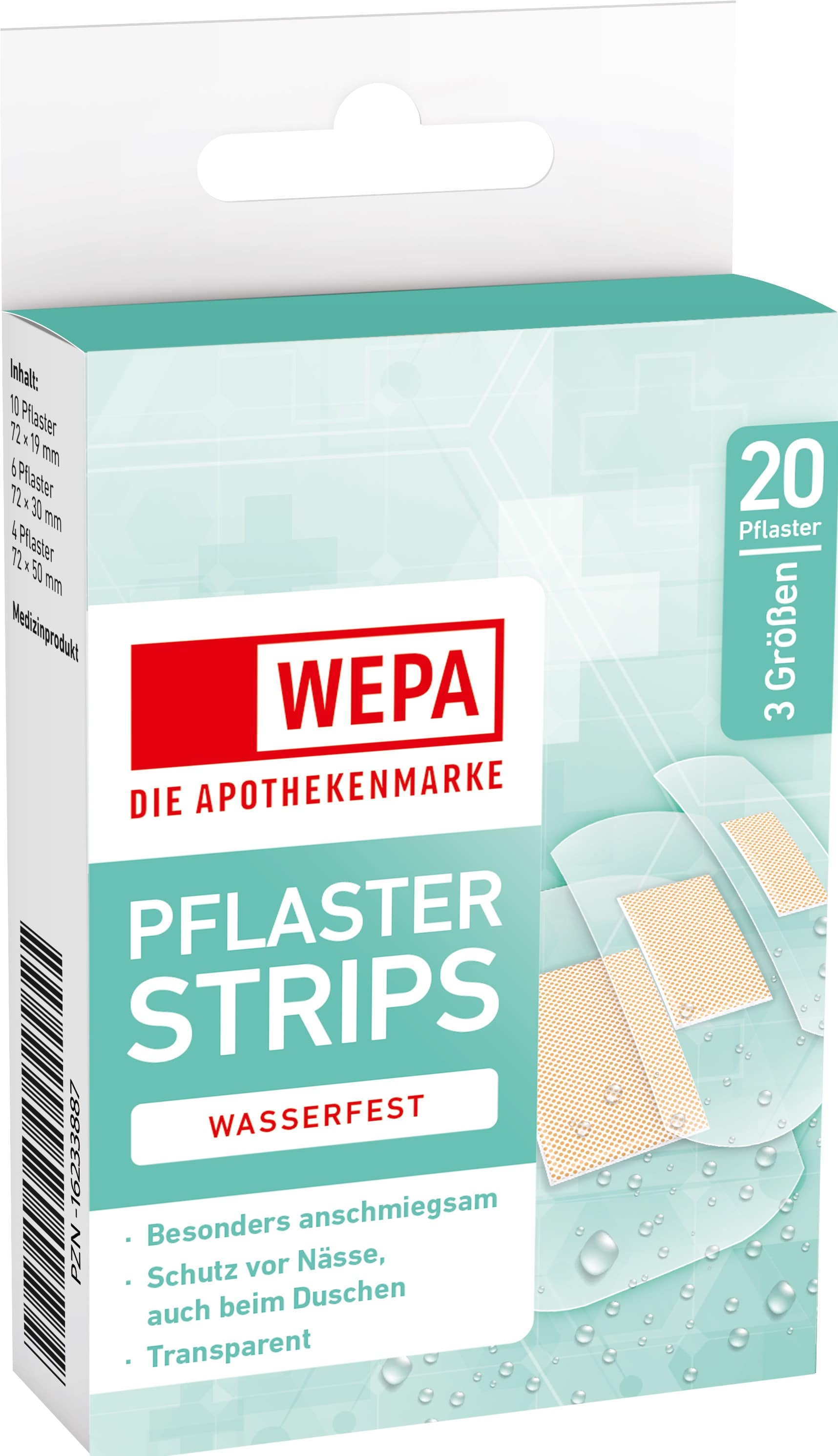 WEPA PFLASTER STRIPS WASSERFEST 3 Größen 20 St Pflaster