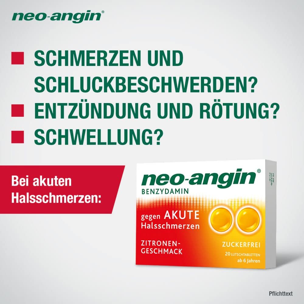 neo-angin BENZYDAMIN gegen AKUTE Halsschmerzen ZITRONEN-GESCHMACK 40 St Lutschtabletten