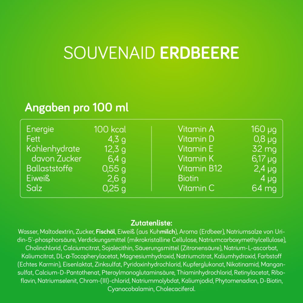 NUTRICIA Souvenaid Trinknahrung Erdbeergeschmack 4X125 ml Flüssigkeit