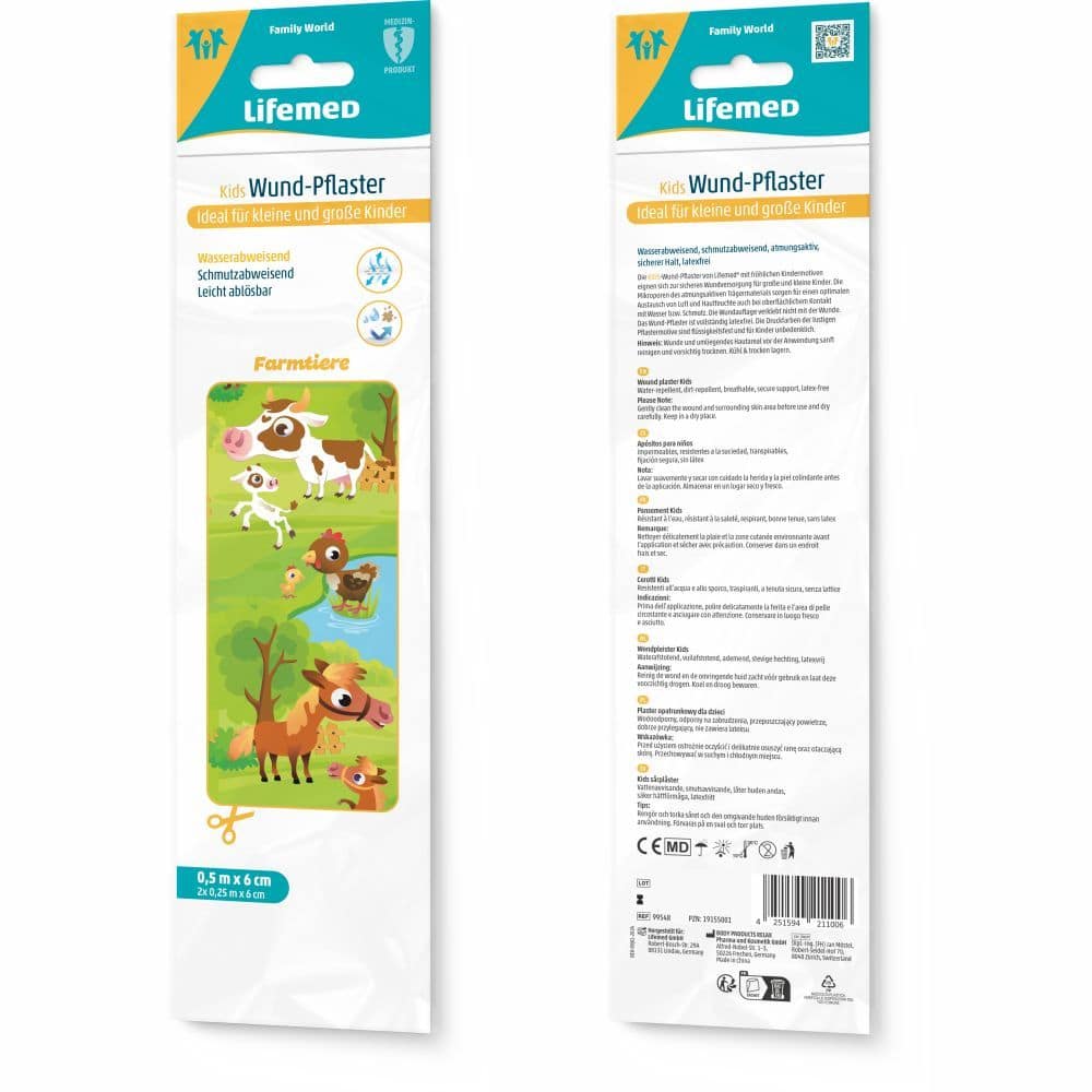 LIFEMED Kids Wund-Pflaster Farmtiere 2X25 cm Pflaster