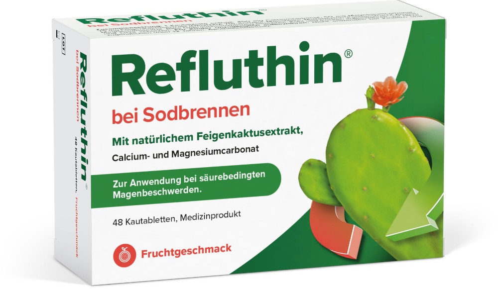 Refluthin bei Sodbrennen Fruchtgeschmack 48 St Kautabletten