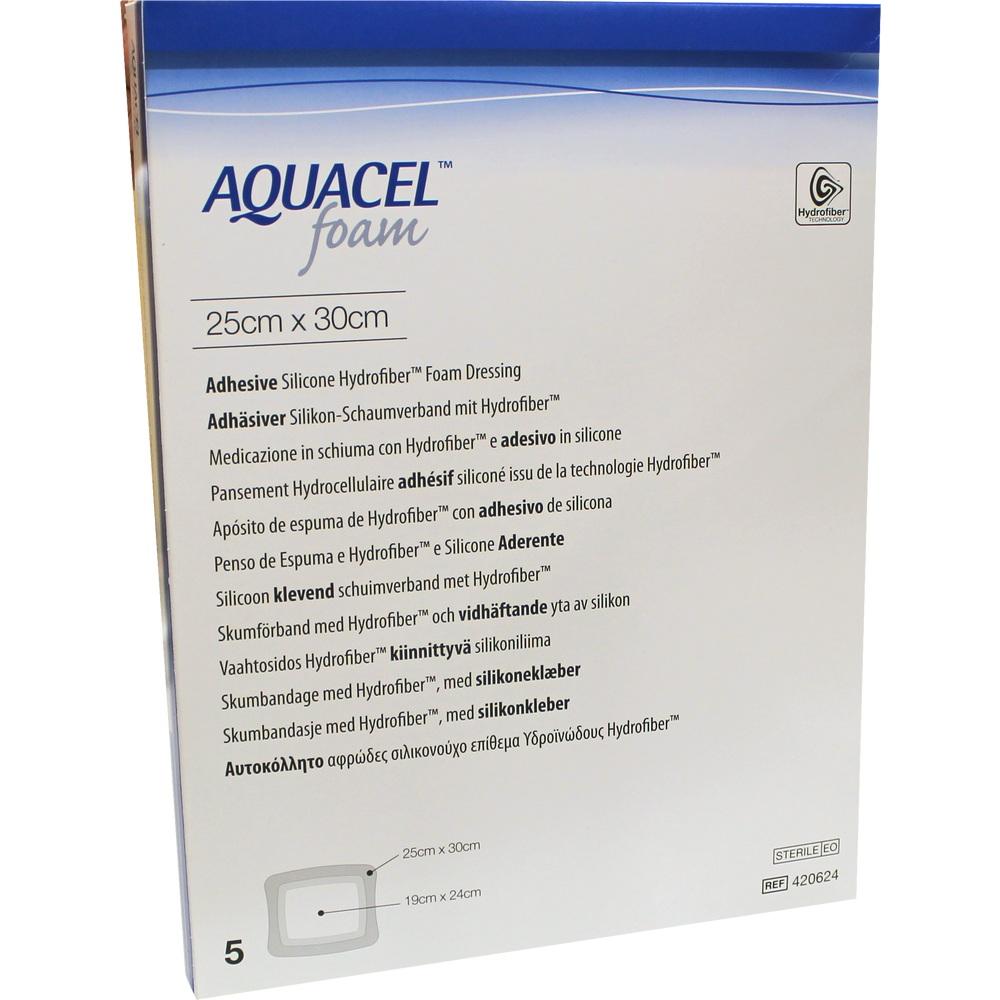 AQUACEL Foam adhäsiv 25x30 cm Verband 5 St Verband
