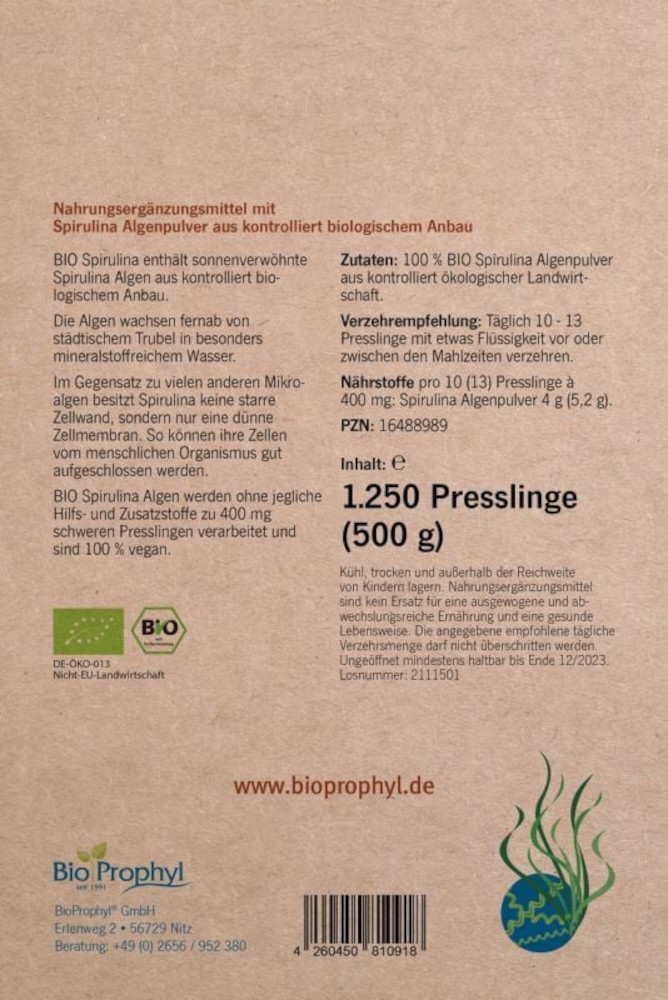 BIO SPIRULINA 1250 St Presslinge