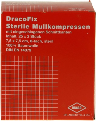DRACOFIX PEEL Kompressen 7,5x7,5 cm steril 8fach 25X2 St Kompressen