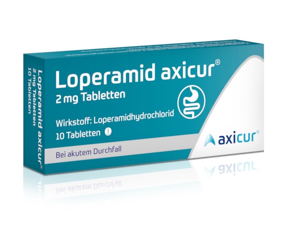 Loperamid axicur 2 mg bei akutem Durchfall 10 St Tabletten