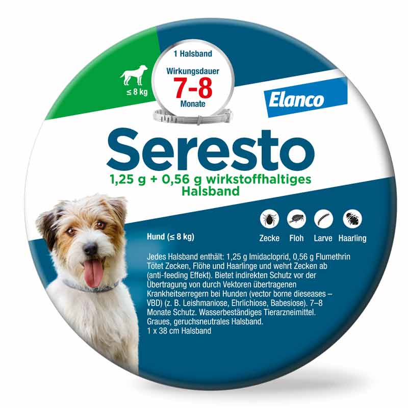 SERESTO 1.25+0.56 HUND BIS 8KG 1 St Halsband