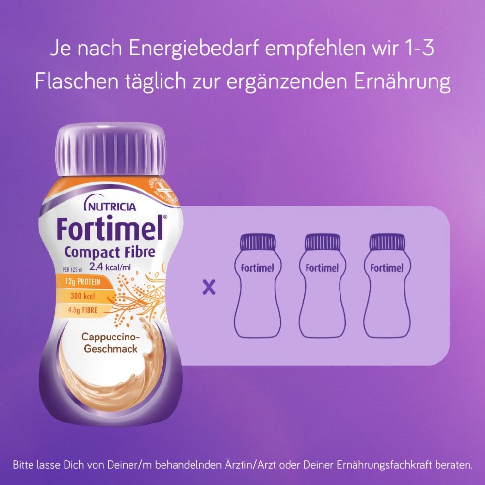 Fortimel Compact Fibre 2.4 Trinknahrung Cappuccino 4X125 ml Flüssigkeit