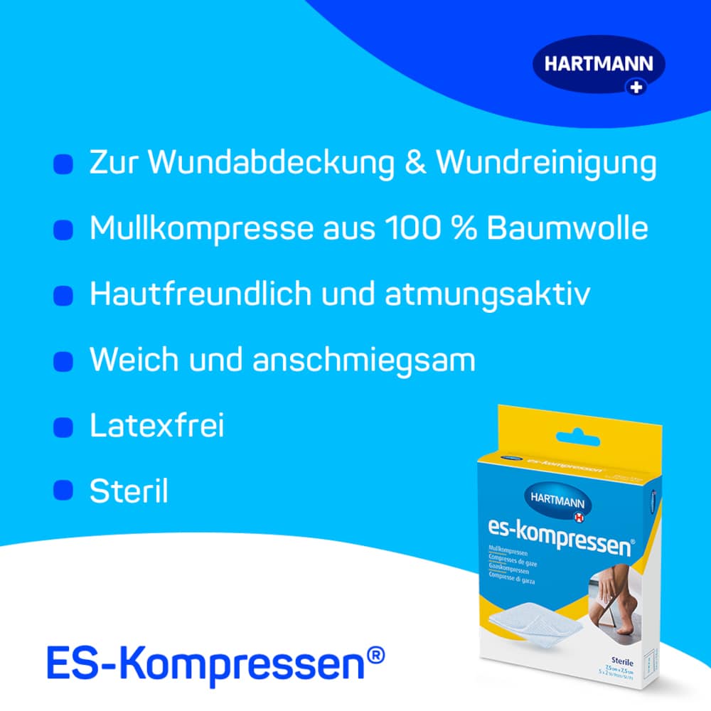 es-kompressen Sterile 7,5 cm x 7,5 cm 5X2 St Kompressen