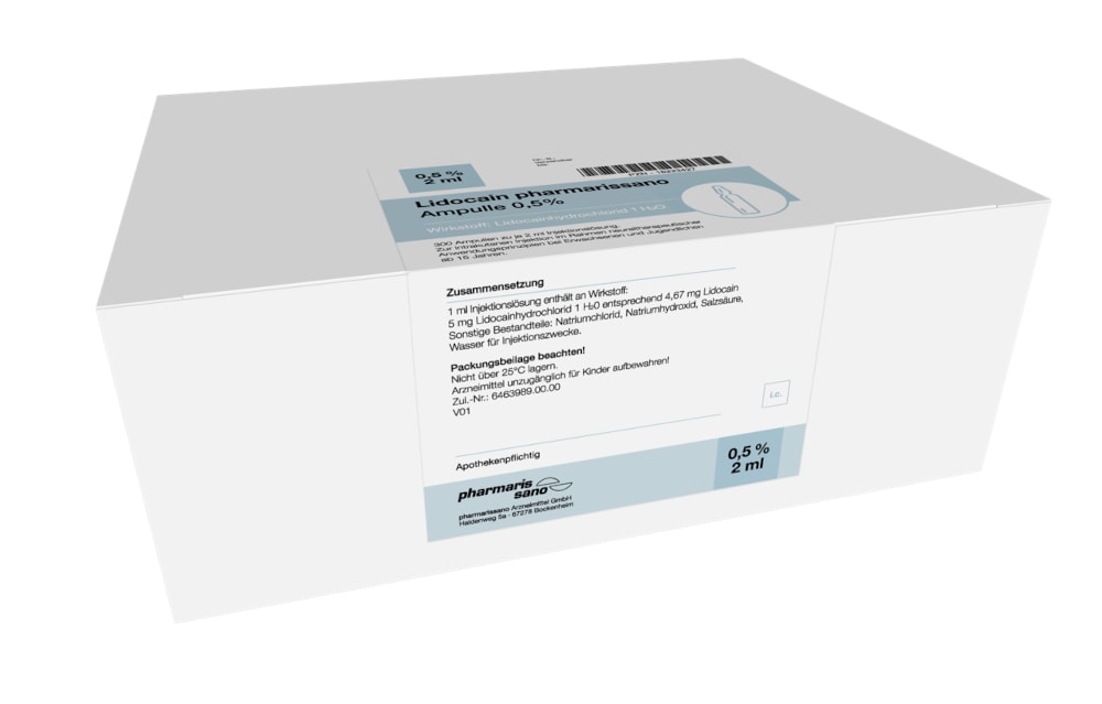 Lidocain pharmarissano Ampulle 0,5% 300X2 ml Injektionslösung