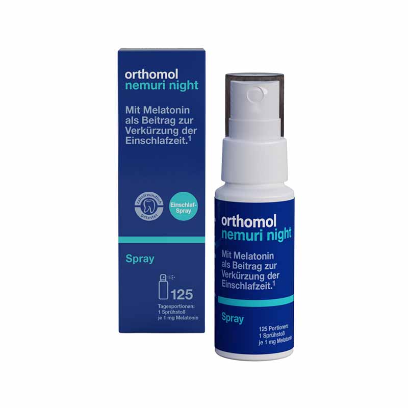orthomol nemuri night - Einschlafspray mit Melatonin und Hopfen-Extrakt - Spray à 120 Sprühstöße