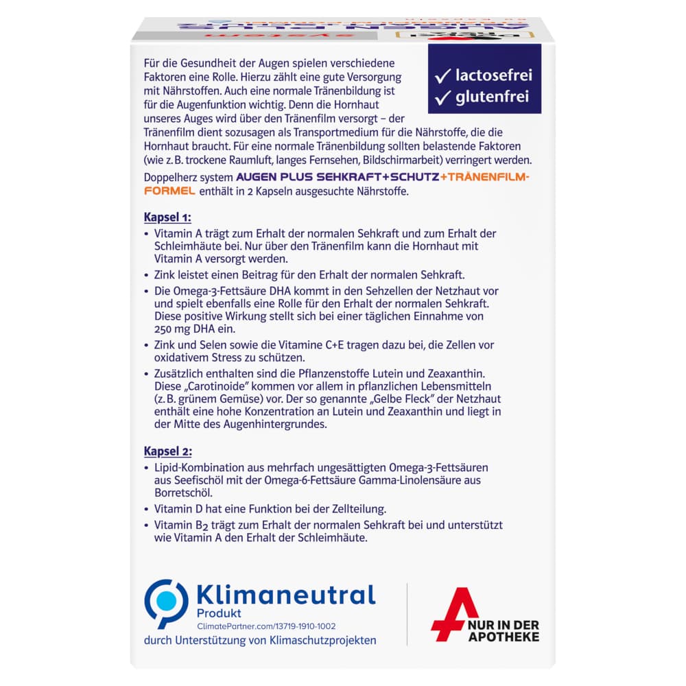 Doppelherz system AUGEN PLUS SEHKRAFT+SCHUTZ  60 St Kapseln