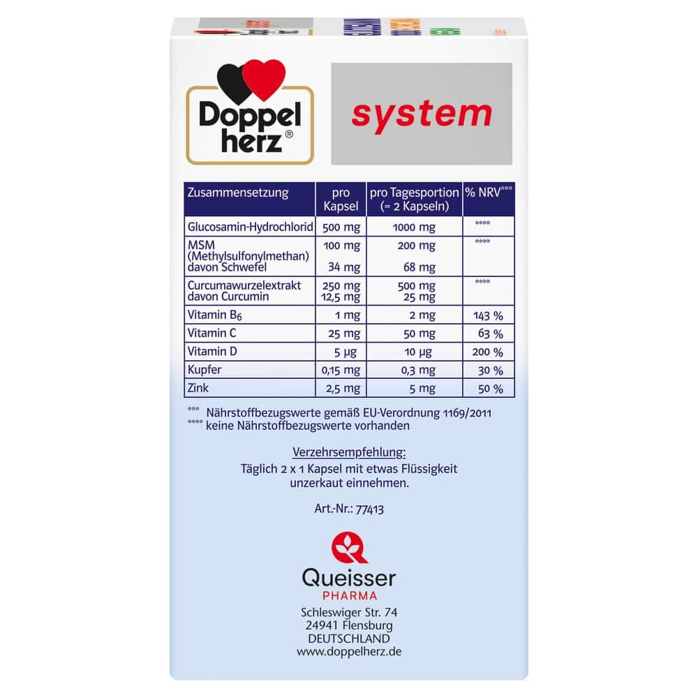Doppelherz system GLUCOSAMIN 1000 + CURCUMA  60 St Kapseln