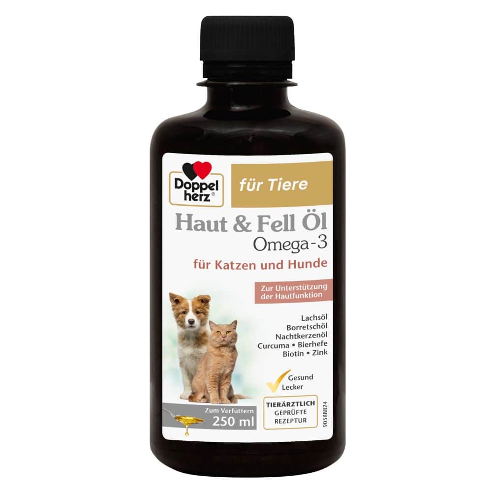 Doppelherz Haut & Fell Omega-3 für Katzen und Hunde 250 ml Flüssigkeit