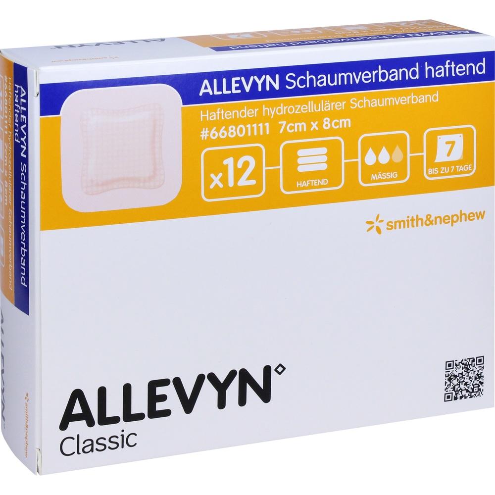 ALLEVYN Schaumverband 7x8 cm haftend 12 St Verband