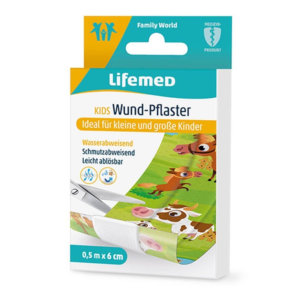 LIFEMED KIDS Wund-Pflaster 0,5 m x 6 cm 2X25 cm Pflaster