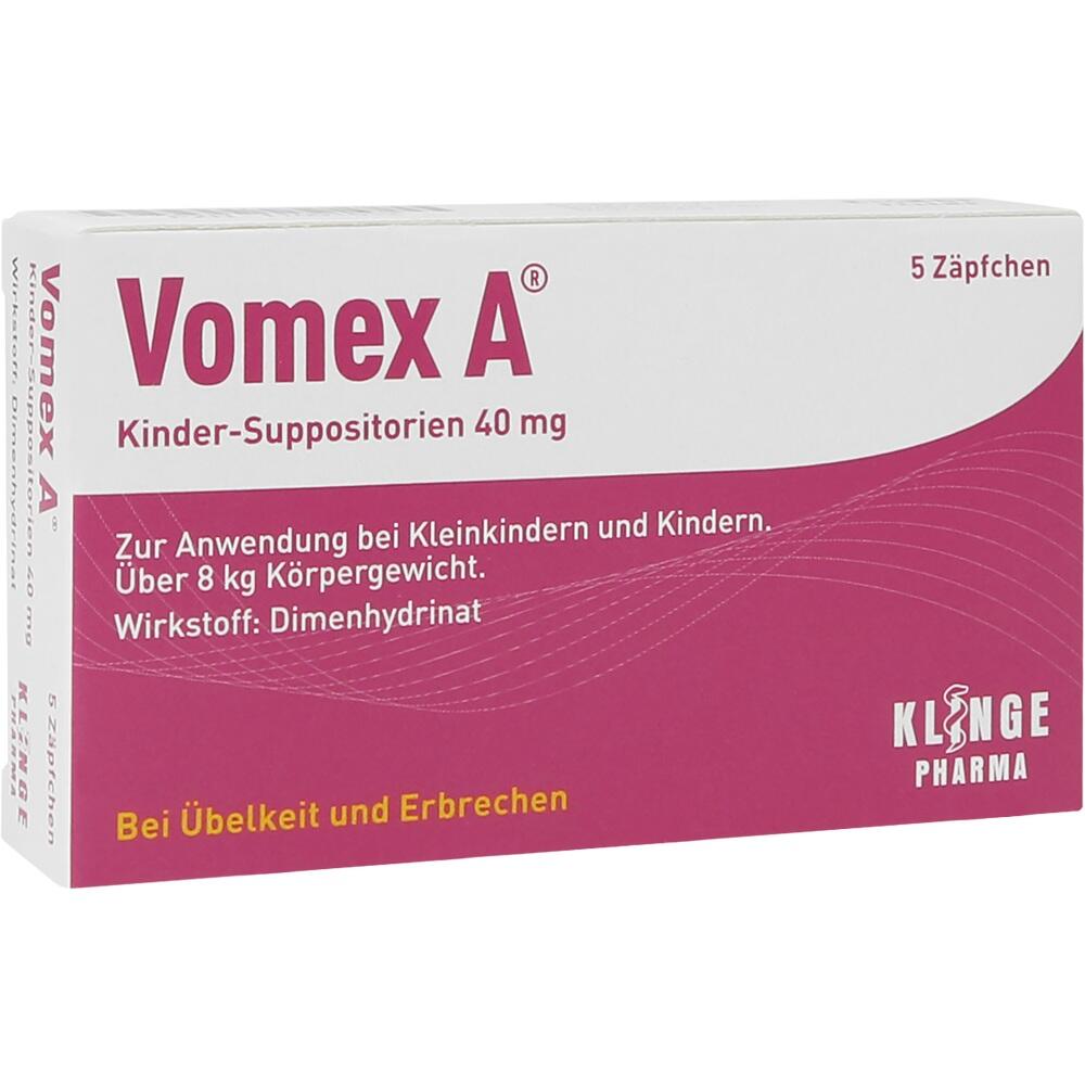 Vomex A Kinder-Suppositorien 40 mg - Bei Übelkeit und Erbrechen 5 St Suppositorien