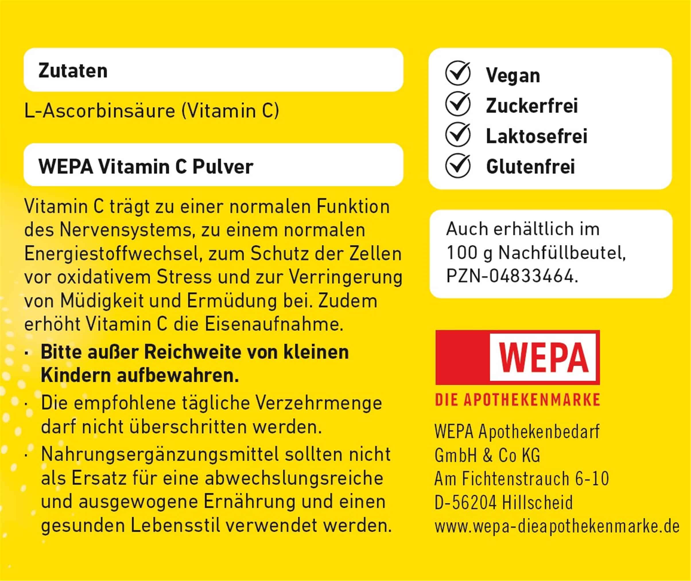 WEPA VITAMIN C PULVER 100 g Pulver