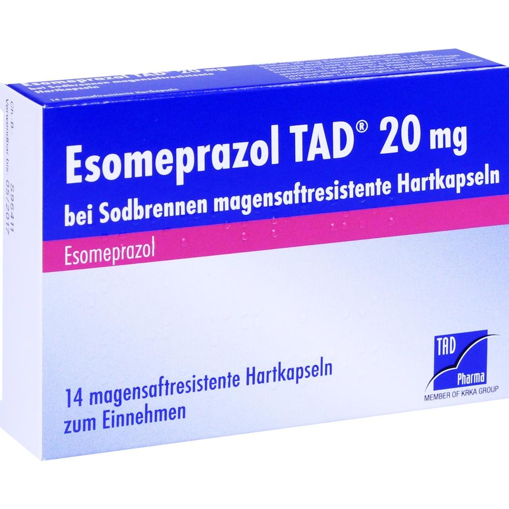 Esomeprazol TAD 20mg bei Sodbrennen 14 St Magensaftresistente Hartkapseln