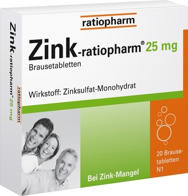 Zink-ratiopharm 25mg 20 St Brausetabletten