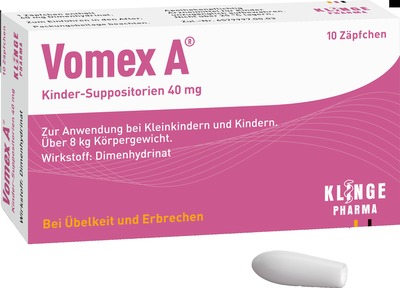 Vomex A Kinder-Suppositorien 40 mg - Bei Übelkeit und Erbrechen 10 St Kinder-Suppositorien