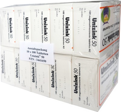Unizink 50 10X100 St Tabletten magensaftresistent