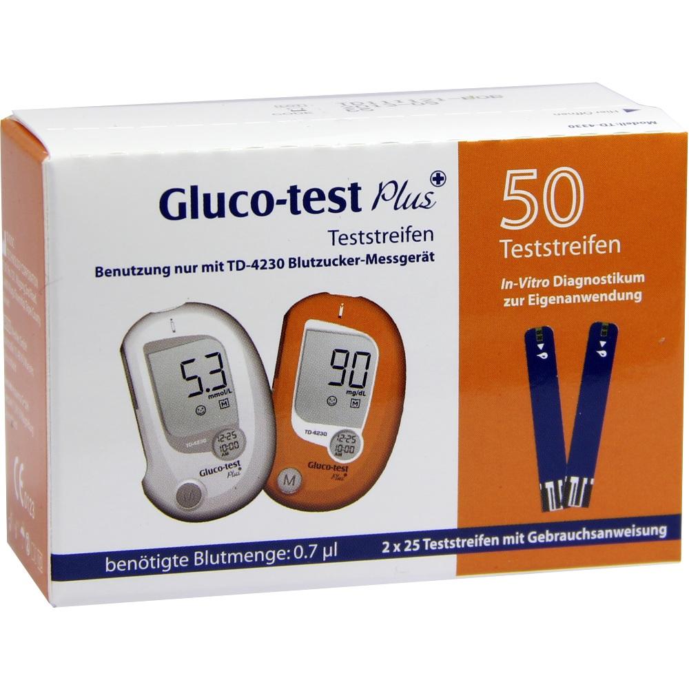 GLUCO TEST Plus Blutzuckerteststreifen 50 St Teststreifen
