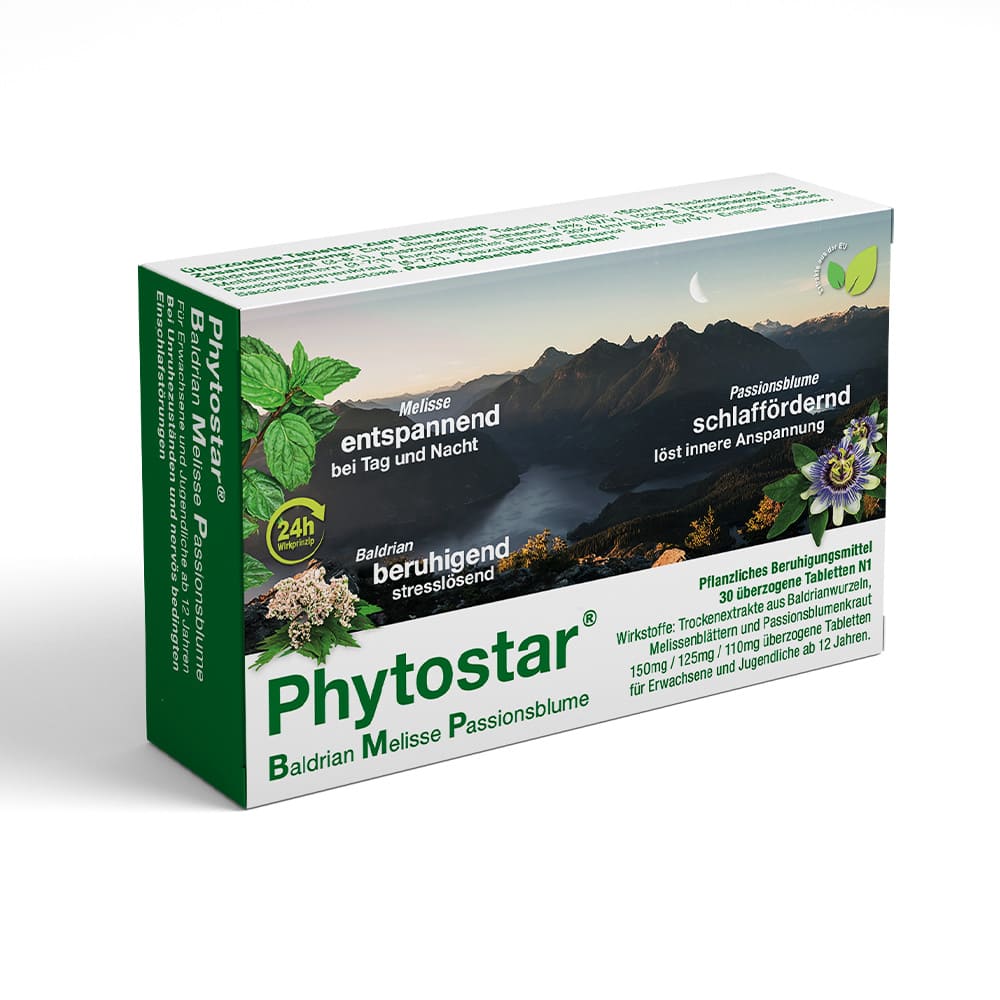 Phytostar Baldrian Melisse Passionsblume 150/125/110mg 30 St Überzogene Tabletten