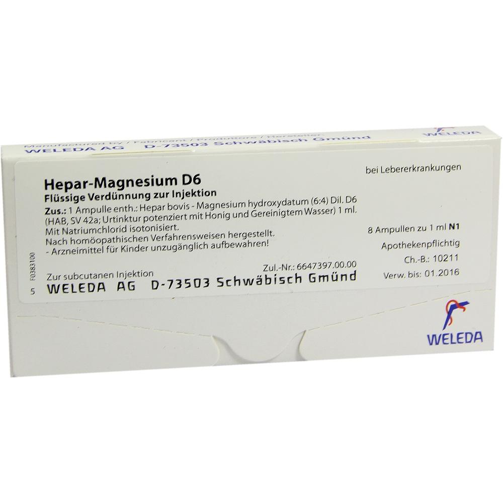 WELEDA HEPAR MAGNESIUM D 6 Ampullen 8X1 ml Ampullen