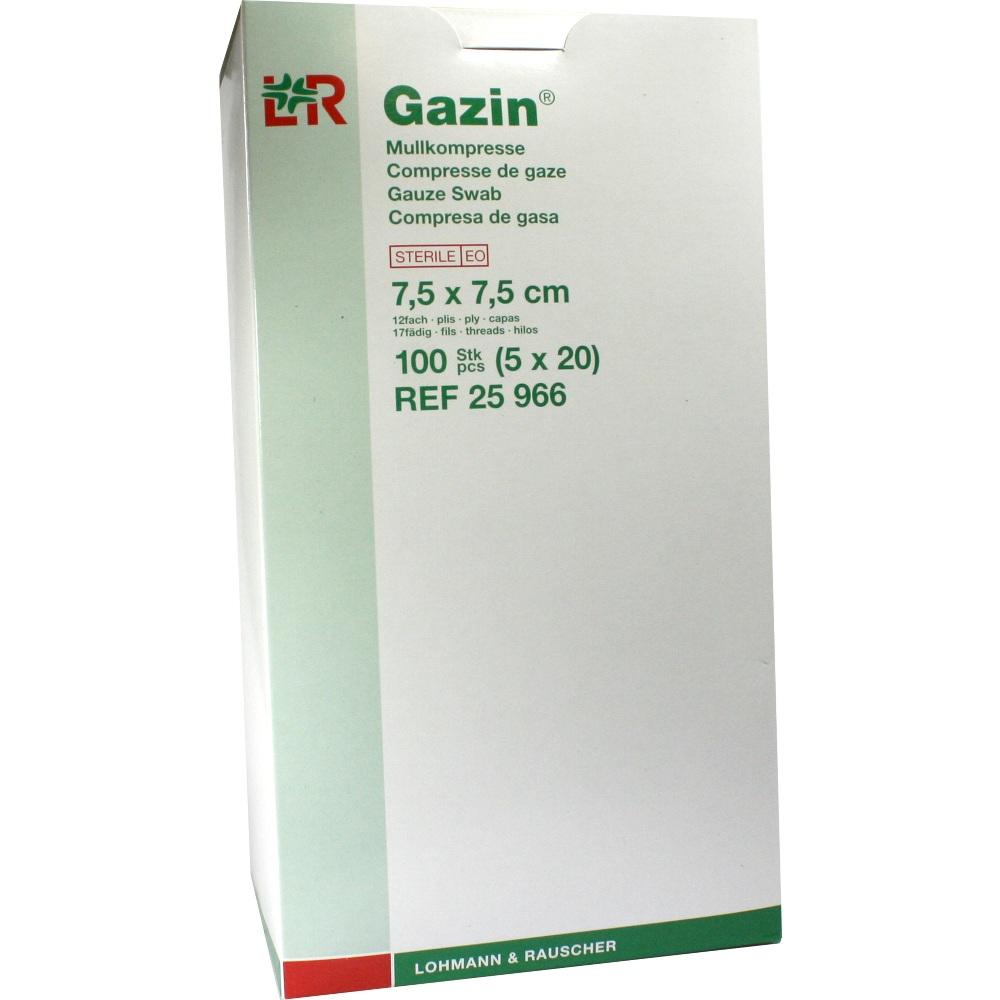 GAZIN Mullkomp.7,5x7,5 cm steril 12fach 5X20 St Kompressen