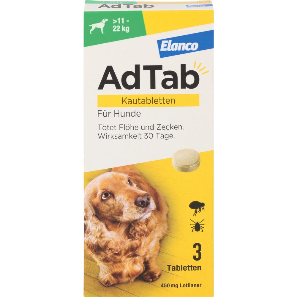 AdTab Kautabletten 450mg für Hunde 11-22 kg Elanco 3 St Kautabletten