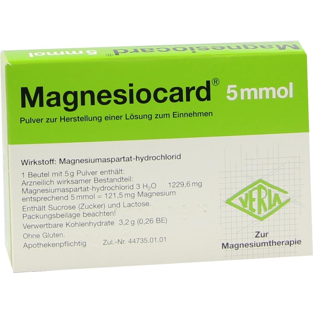 MAGNESIOCARD 5 mmol Plv.z.Her.e.Lsg.z.Einnehmen 20 St Pulver zur Herstellung einer Lösung zum Einnehmen